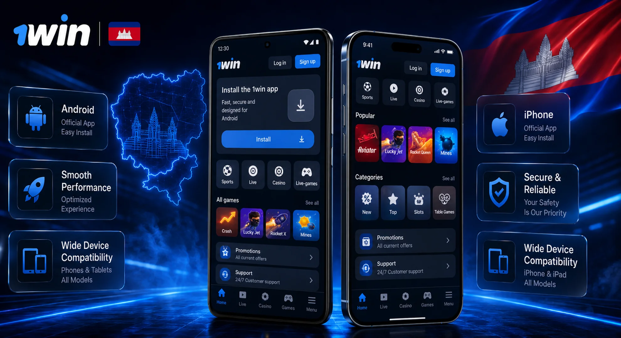 1win app requirements Cambodia