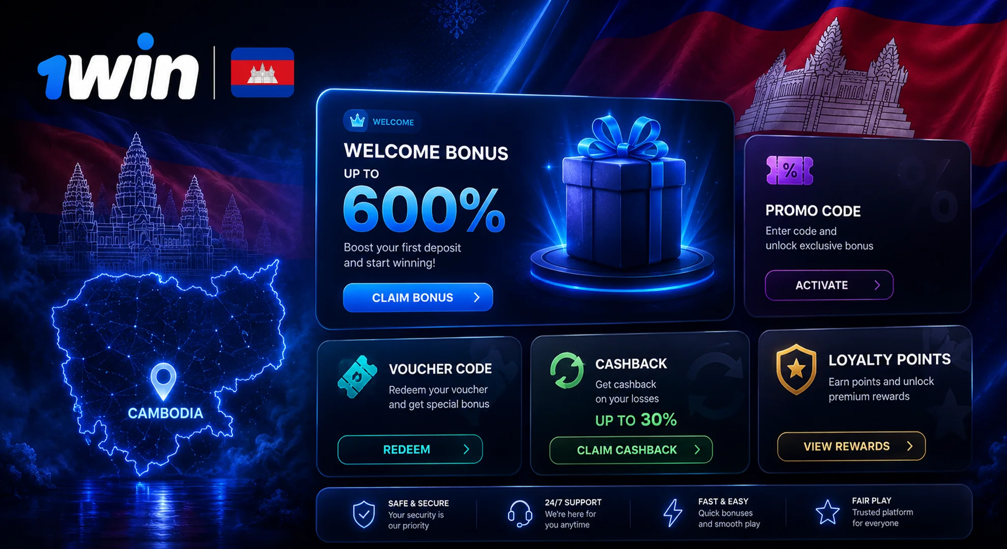 1win bonus offers Cambodia
