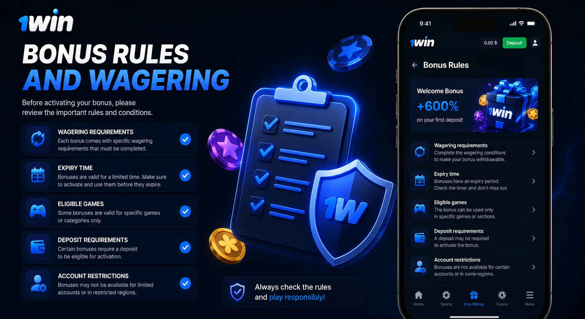 1win bonus rules Cambodia