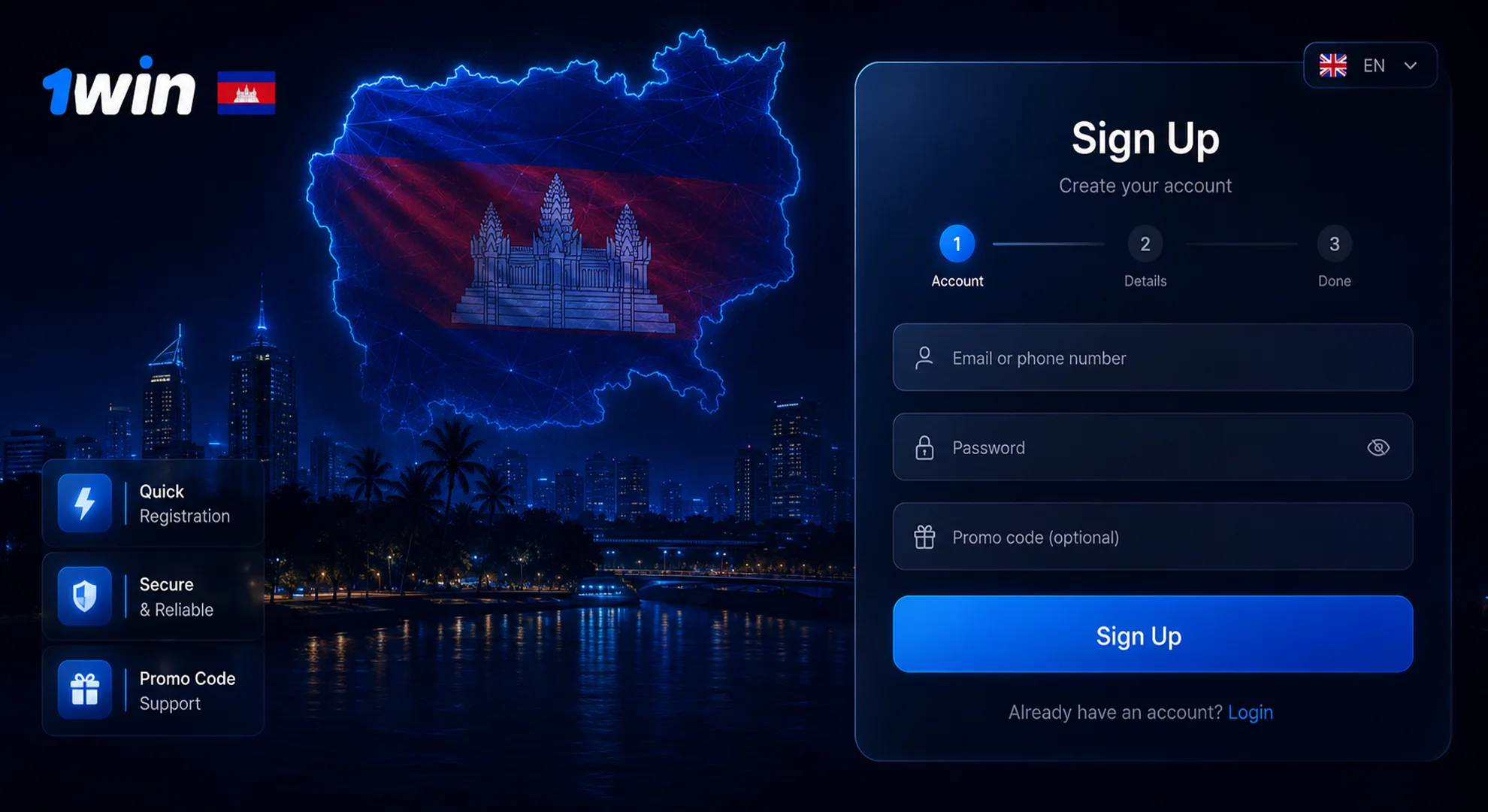 1win registration Cambodia