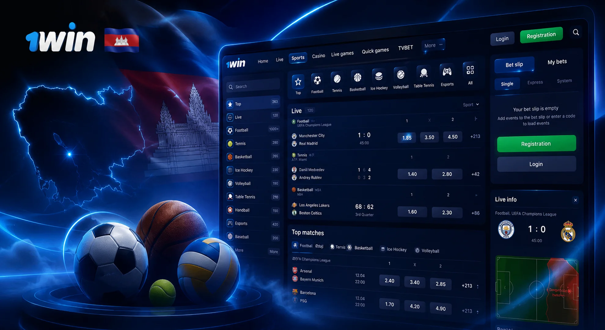 1win sports betting Cambodia